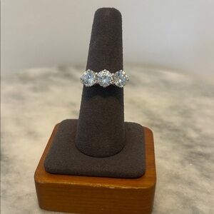 Wow Ring! This Sterling Silver Ring Features 3 Very Sparkly CZ Stones